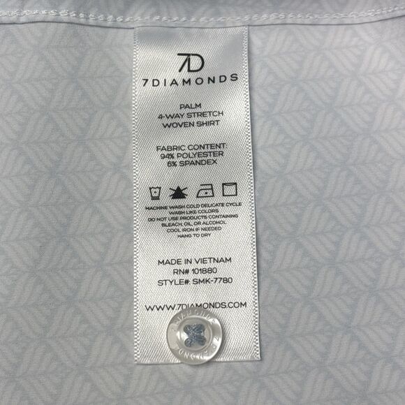 7 Diamonds Men's Palm 4 Way Stretch Short Sleeve Shirt White/Light Blue - M - Picture 8 of 8